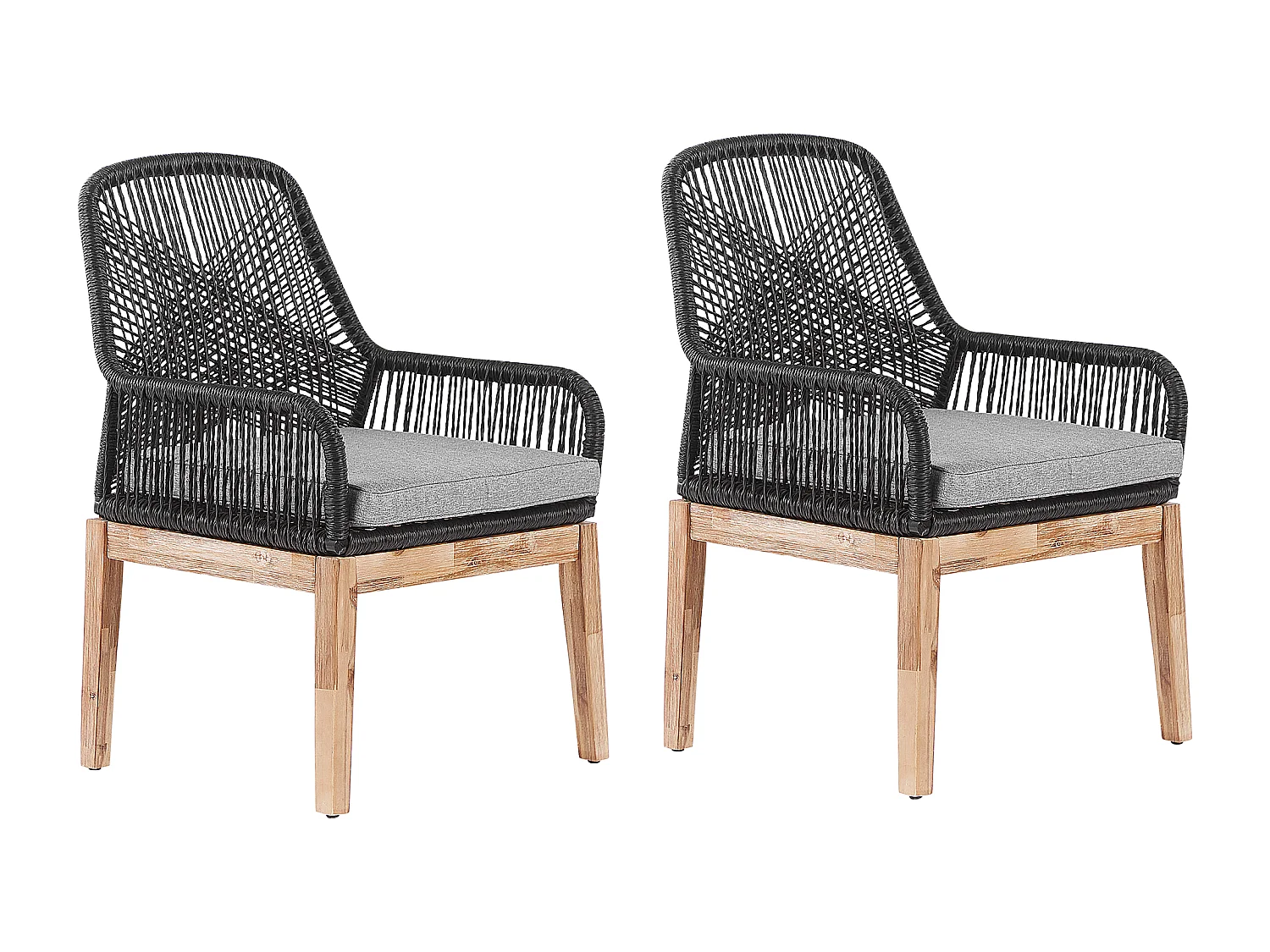 Lot de 2 chaises de jardin avec coussins OLBIA Matière synthétique Noir