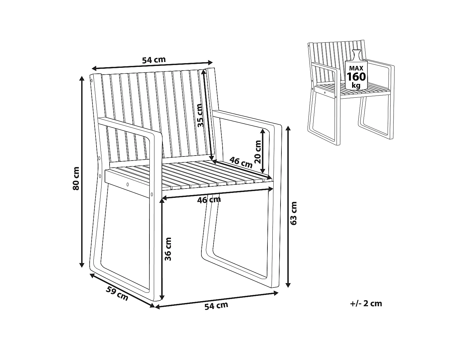 Chaise de jardin SASSARI Acacia Marron