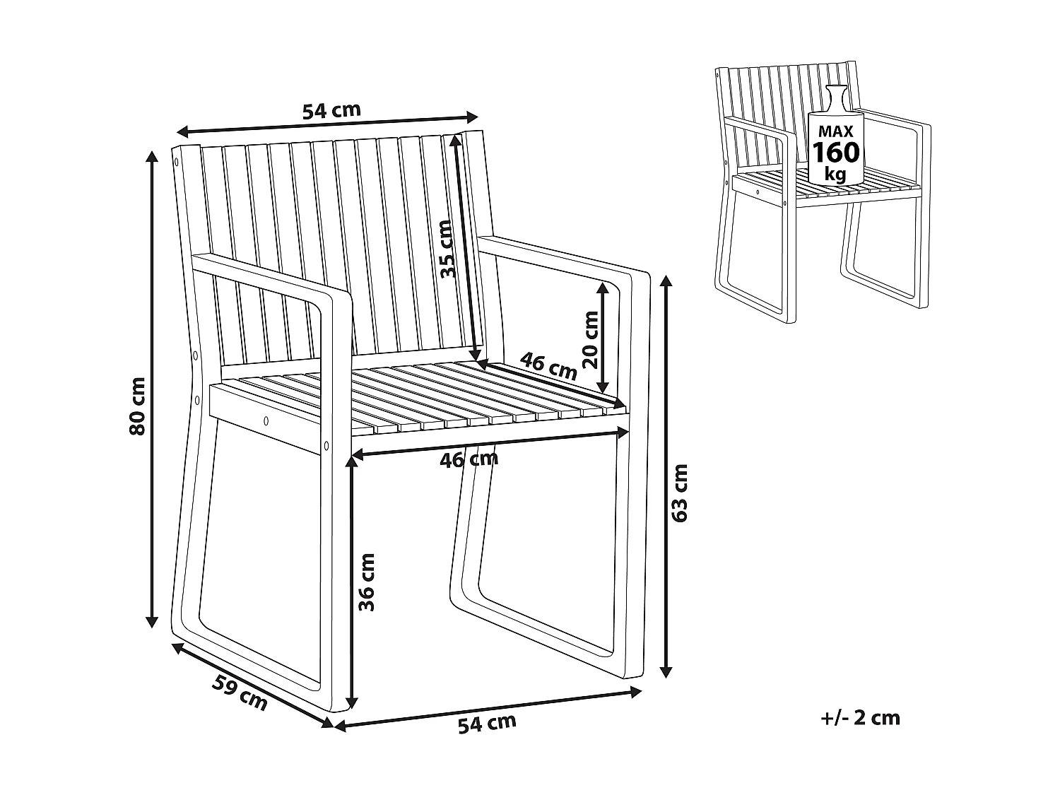 Chaise de jardin SASSARI Acacia Marron