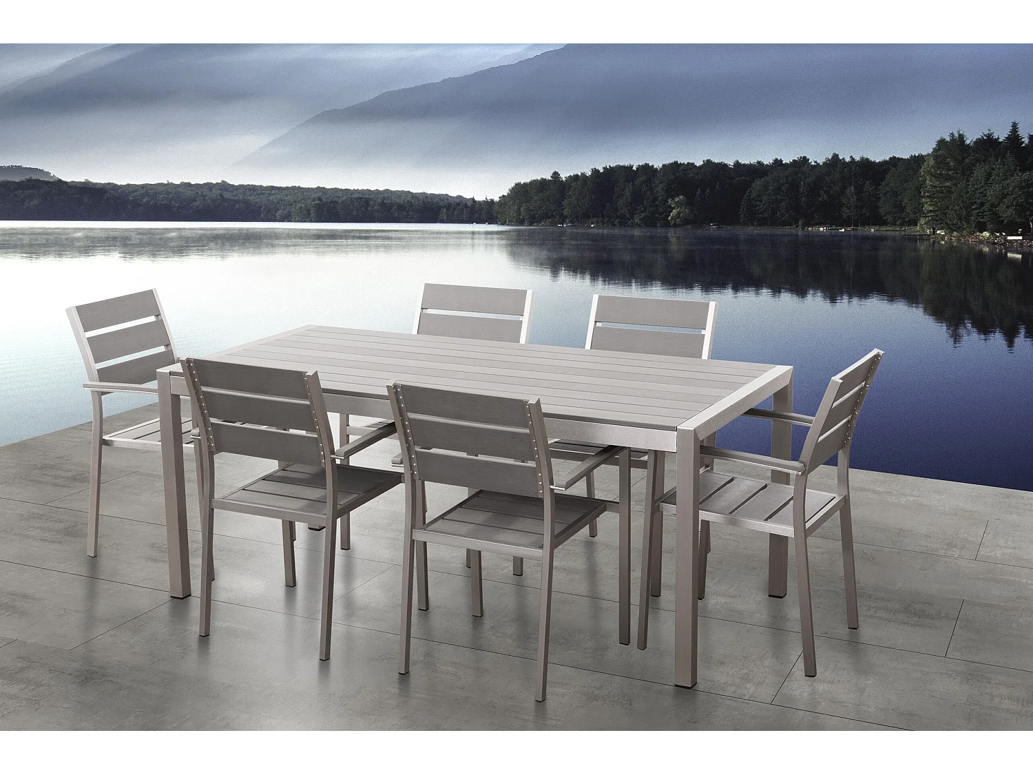 Gartenstuhl 6er Set grau Zeitloses Design stapelbar Vernio