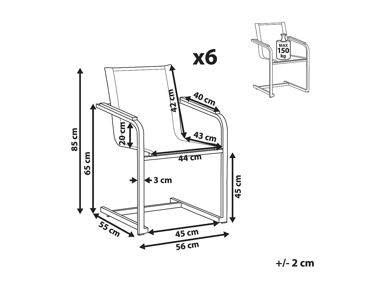 Set van 6 tuinstoelen COSOLETO RVS Grijs