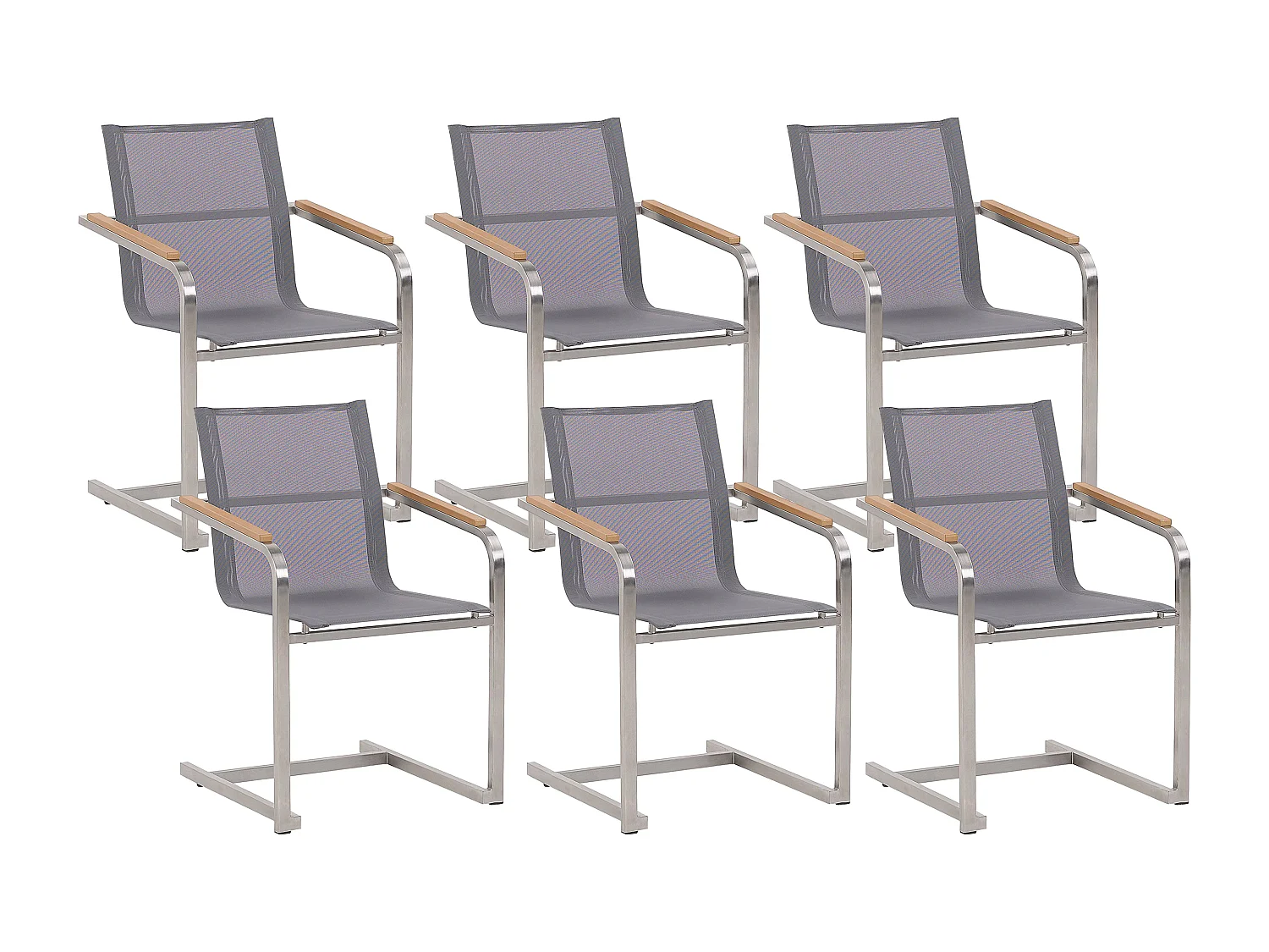 Lot de 6 chaises de jardin COSOLETO Acier inox Gris