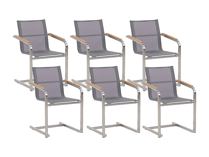 Lot de 6 chaises de jardin COSOLETO Acier inox Gris