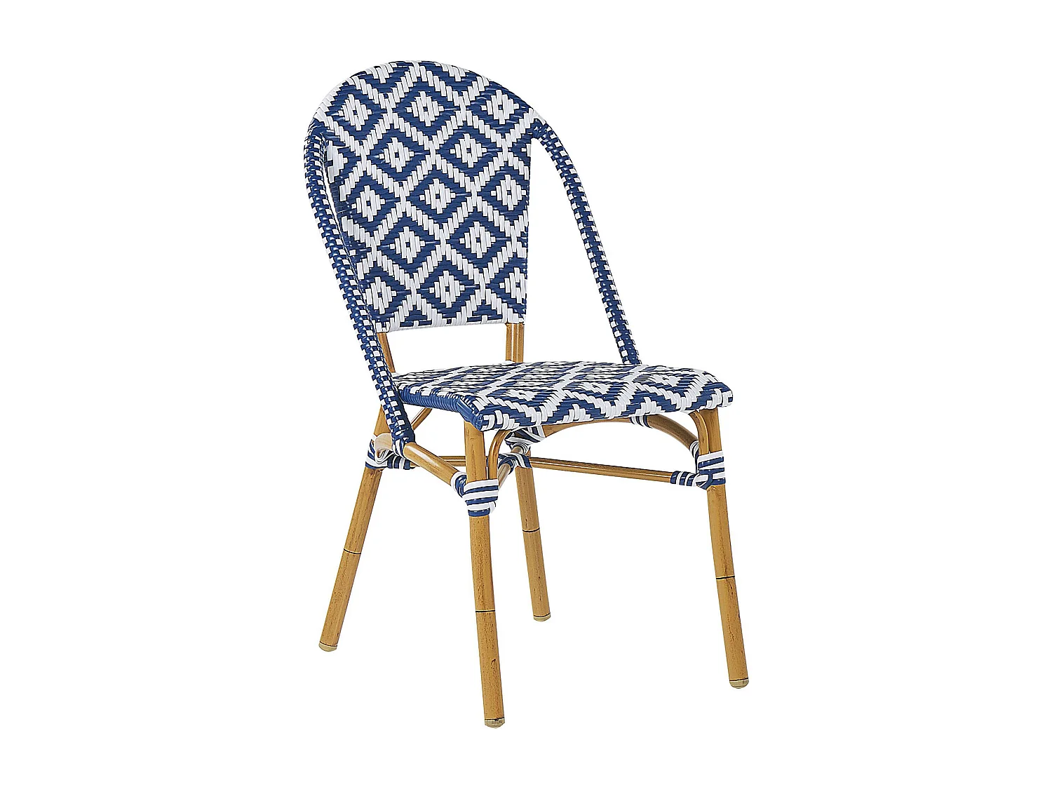 Stilvolle Rattanstühle in Blau und Weiß Beine in Holzoptik 4er Set Rifreddo