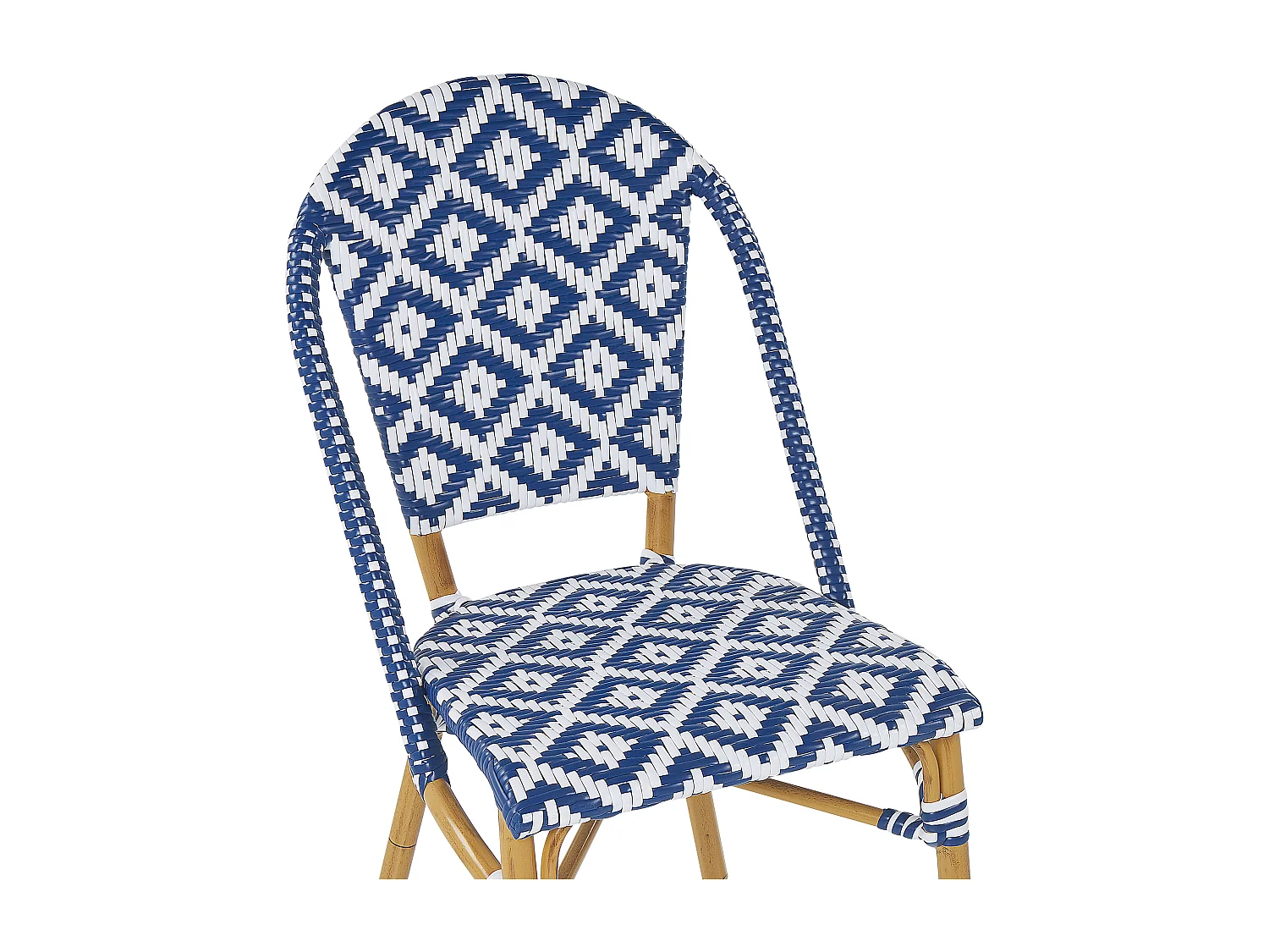 Stilvolle Rattanstühle in Blau und Weiß Beine in Holzoptik 4er Set Rifreddo