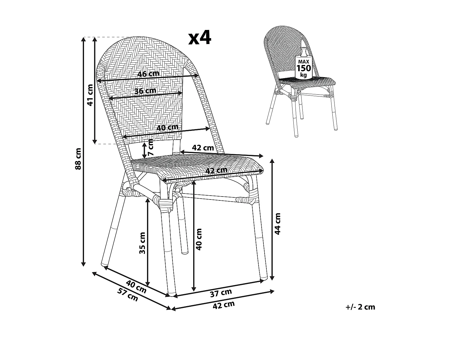 Set van 4 tuinstoelen RIFREDDO Blauw