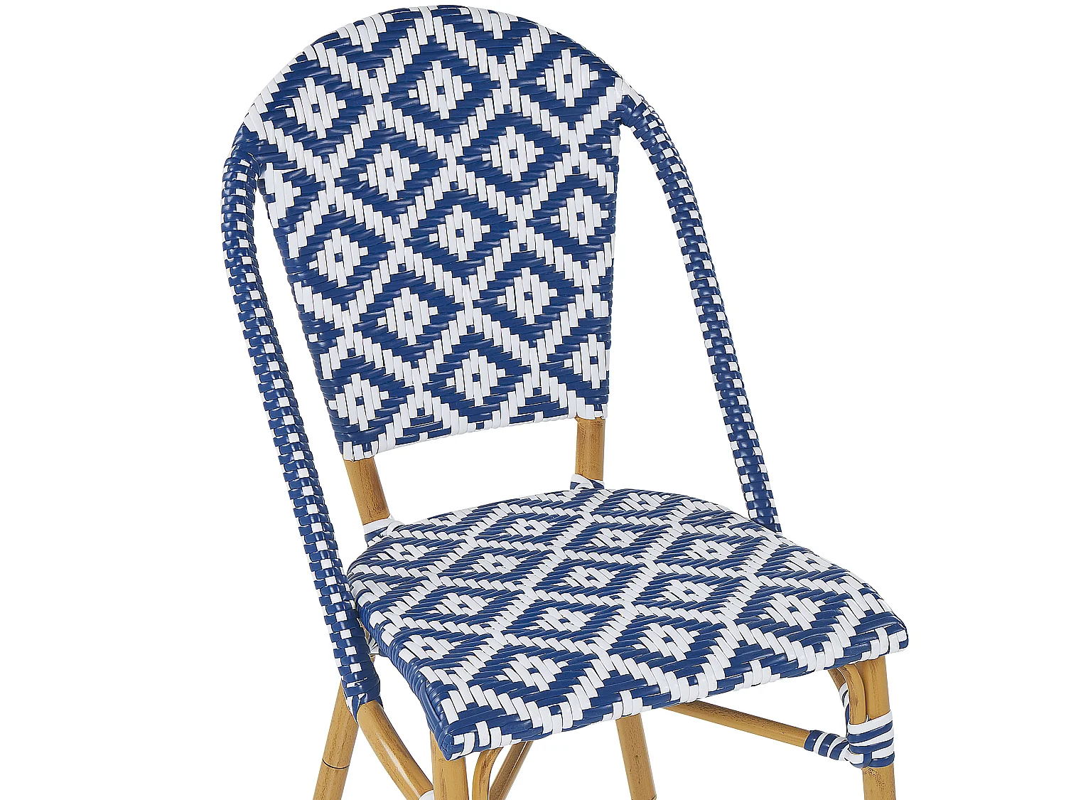 Stilvolle Rattanstühle in Blau und Weiß Beine in Holzoptik 4er Set Rifreddo