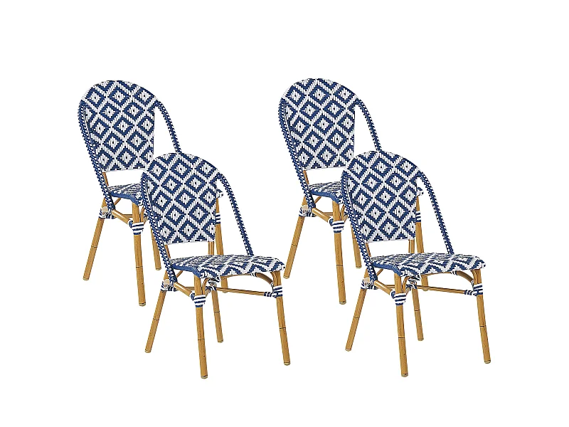 Zestaw 4 krzeseł ogrodowych RIFREDDO Technorattan Niebieski