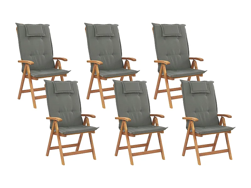 Set di 6 sedie da giardino con cuscini JAVA Legno d'acacia Grigio grafite