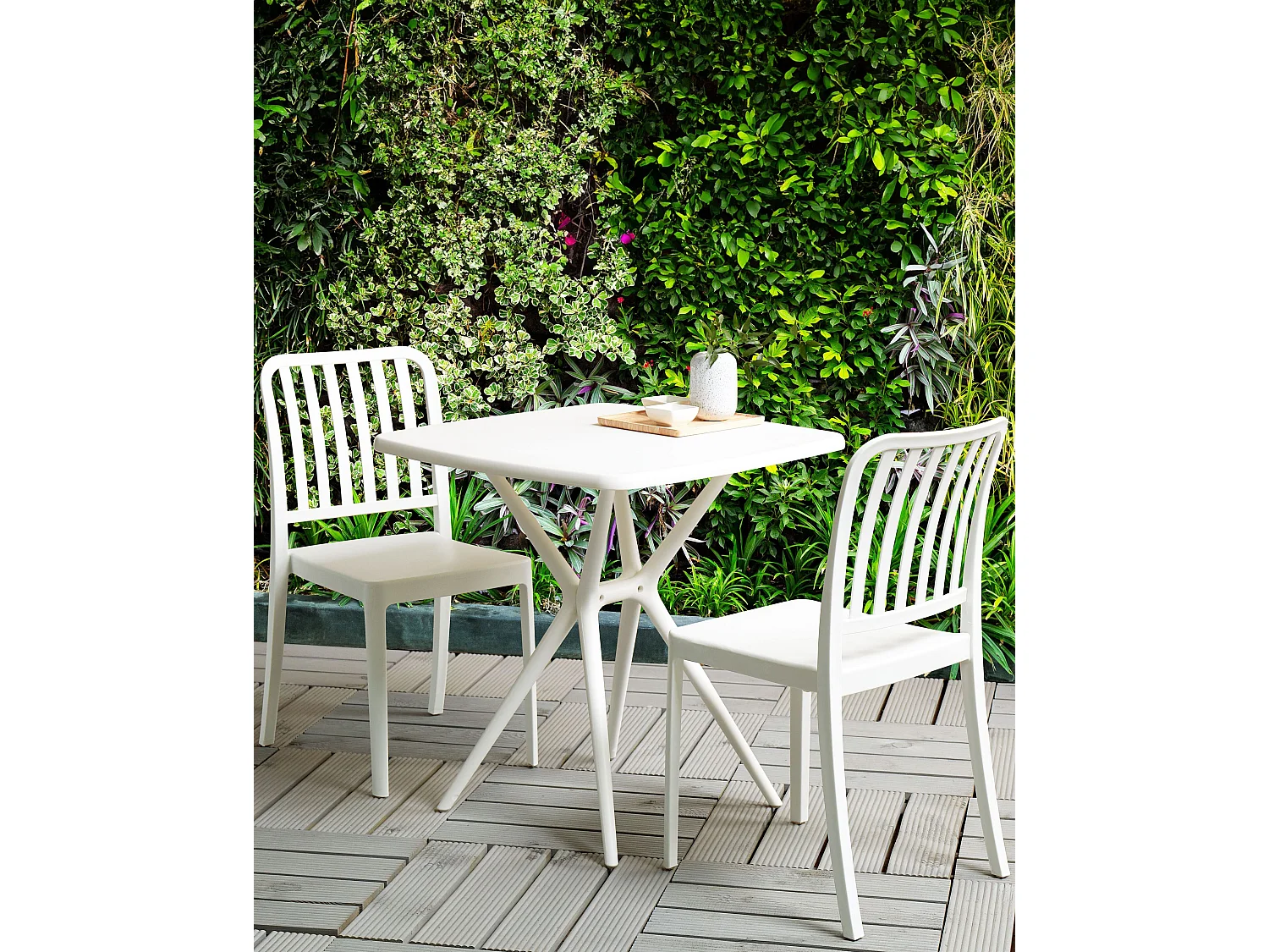 Set van 2 tuinstoelen SERSALE Synthetisch materiaal Wit