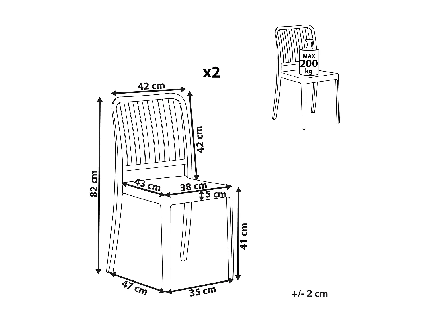 Lot de 2 chaises de jardin SERSALE Matière synthétique Blanc