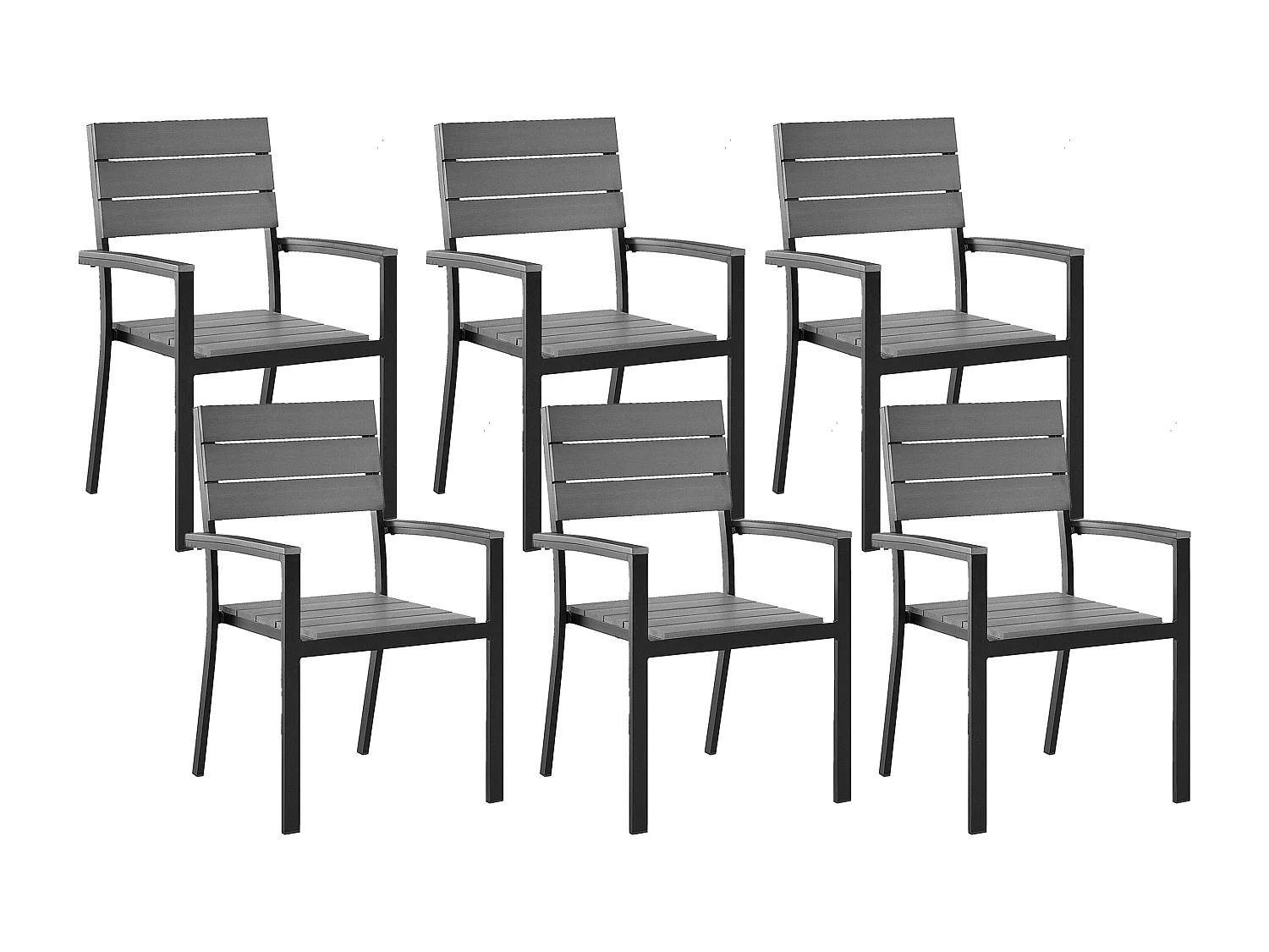 Lot de 6 chaises de jardin COMO Gris