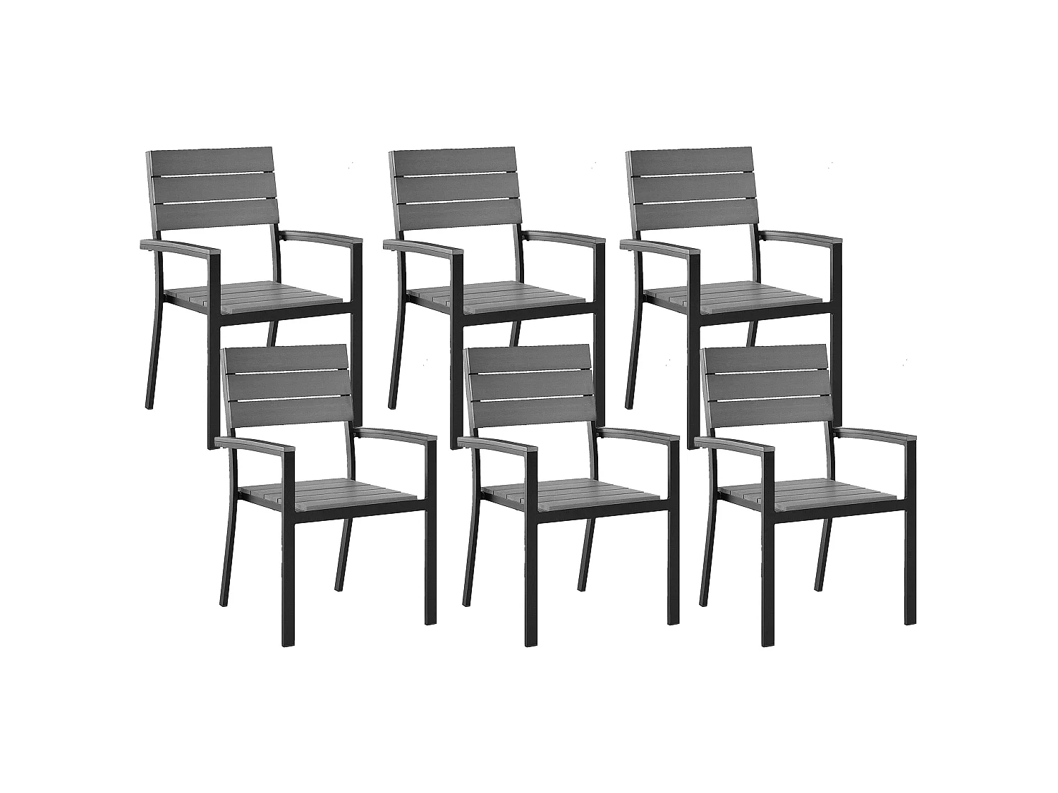 Set of 6 Garden Chairs COMO Grey