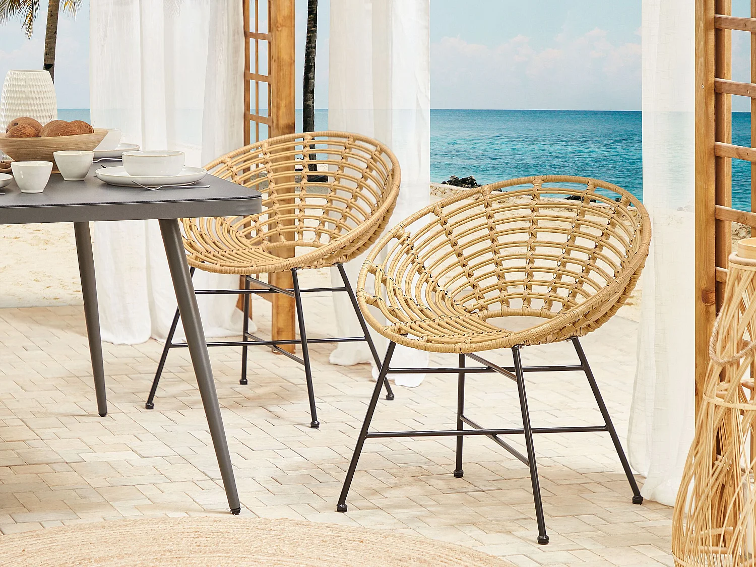 Set di 2 sedie da giardino ACERRA Marrone chiaro