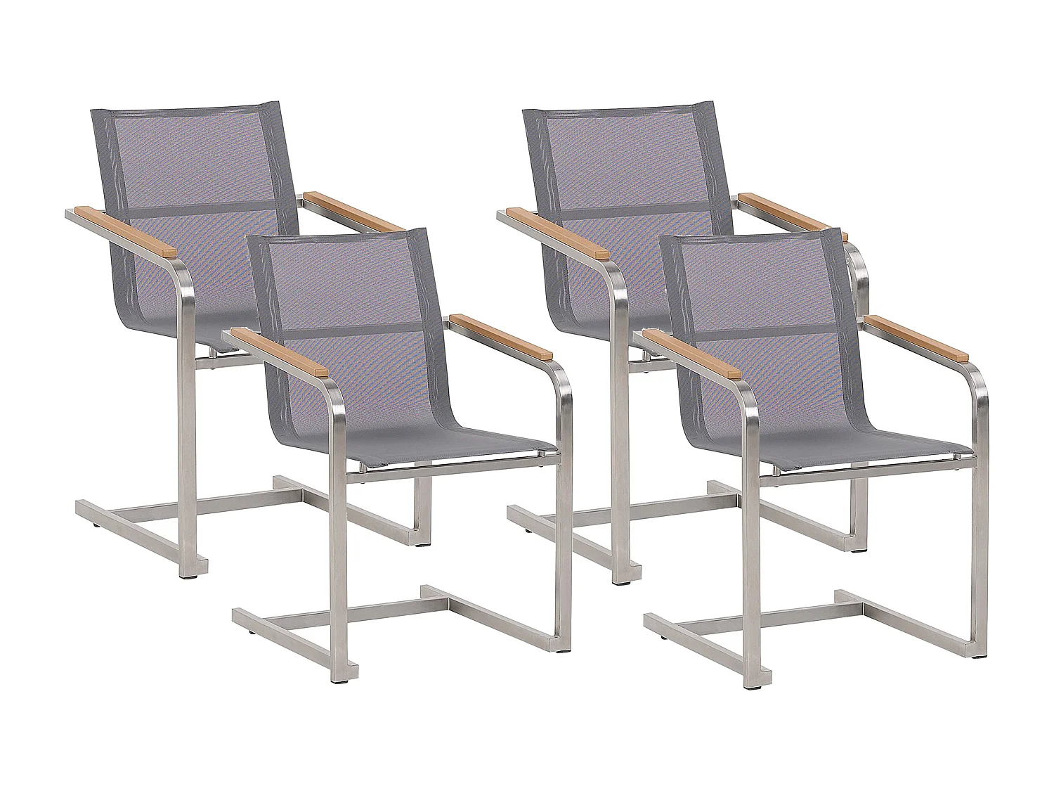Lot de 4 chaises de jardin COSOLETO Acier inox Gris