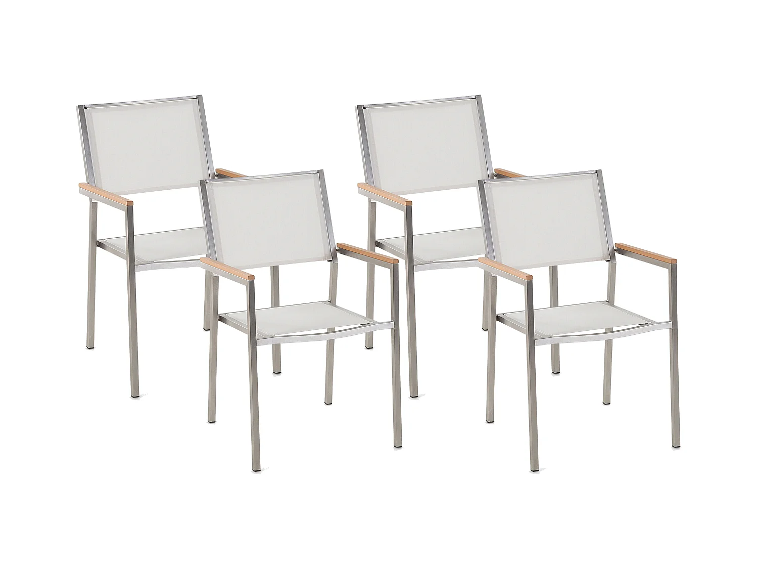 Lot de 4 chaises de jardin GROSSETO Acier inox Blanc
