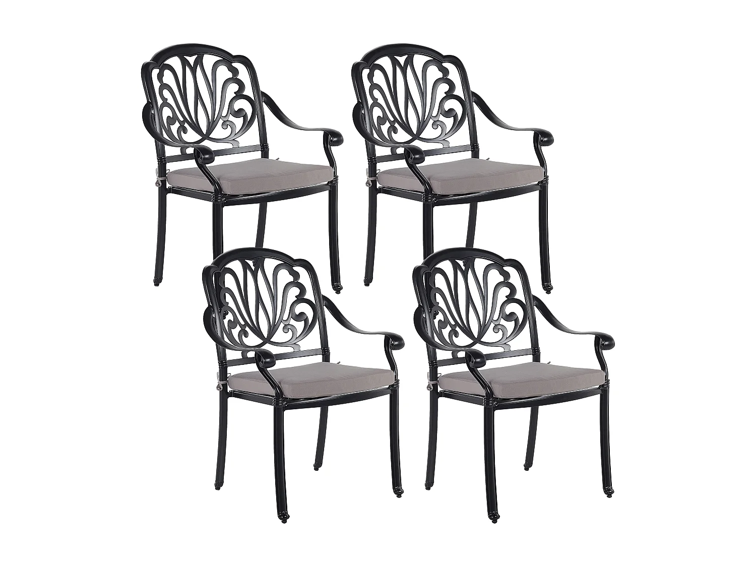 Conjunto de 4 cadeiras de jardim com almofadas ANCONA Metal Preto