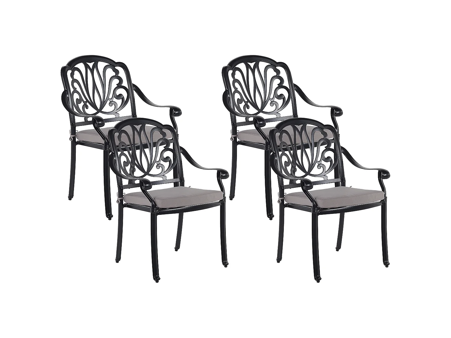 Set mit 4 Stühlen und Sitzkissen ANCONA Metall Schwarz