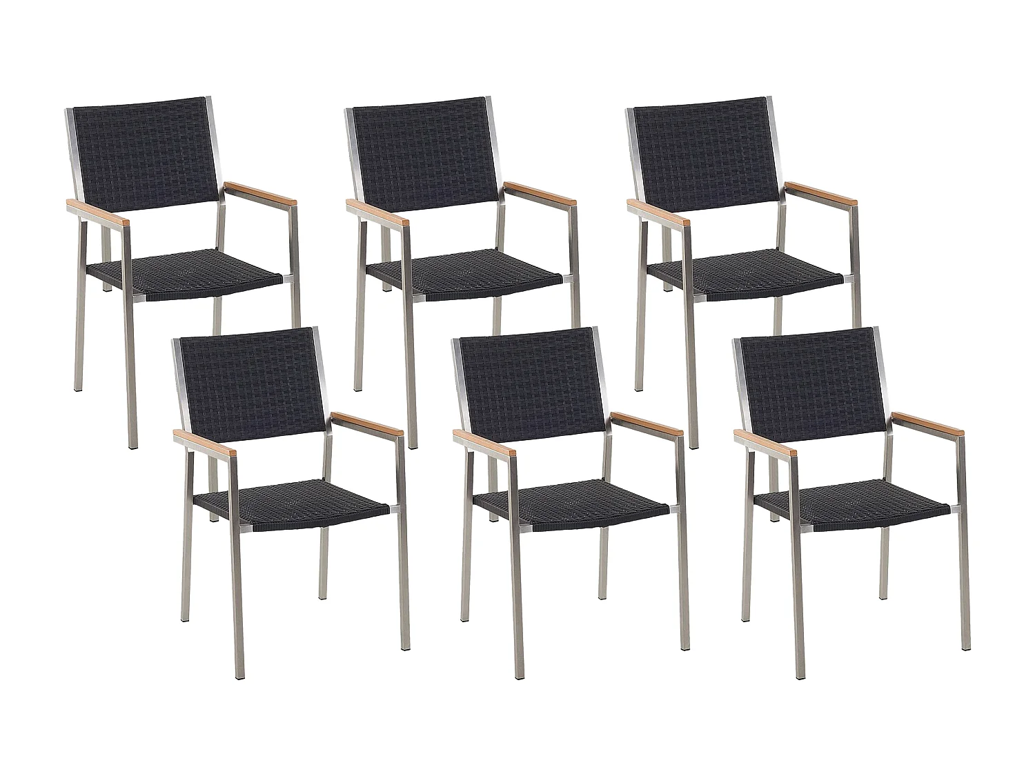 Lot de 6 chaises de jardin GROSSETO Noir