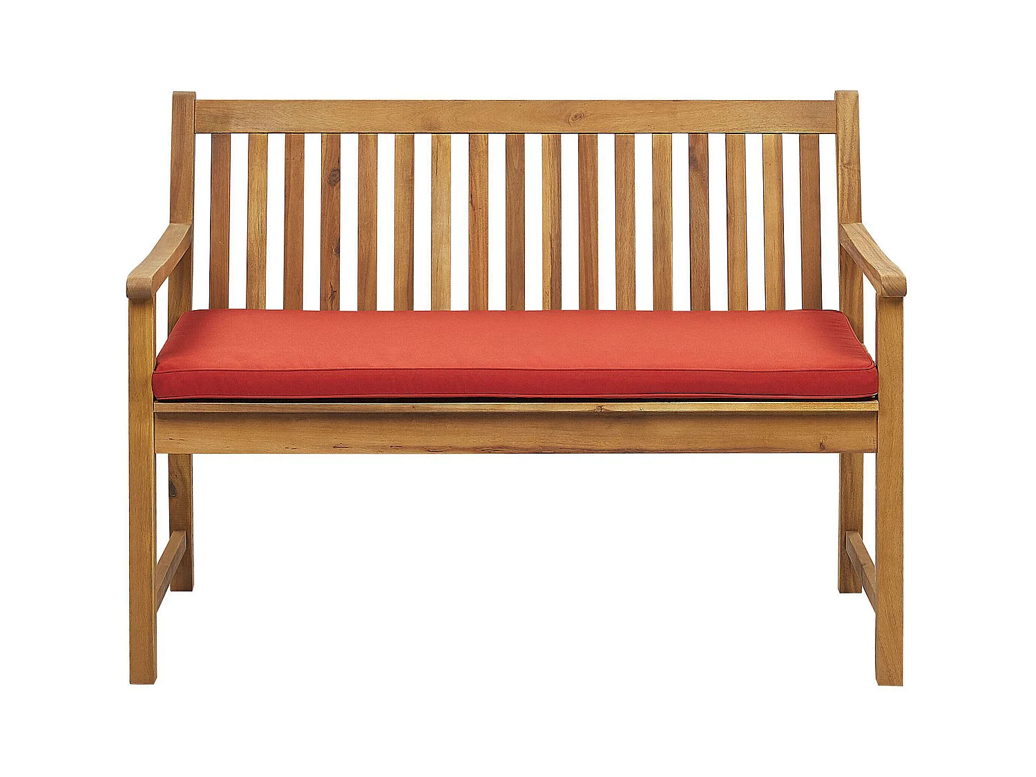 Banc avec coussin d'assise VIVARA 120 cm Bois d'acacia certifié Rouge foncé