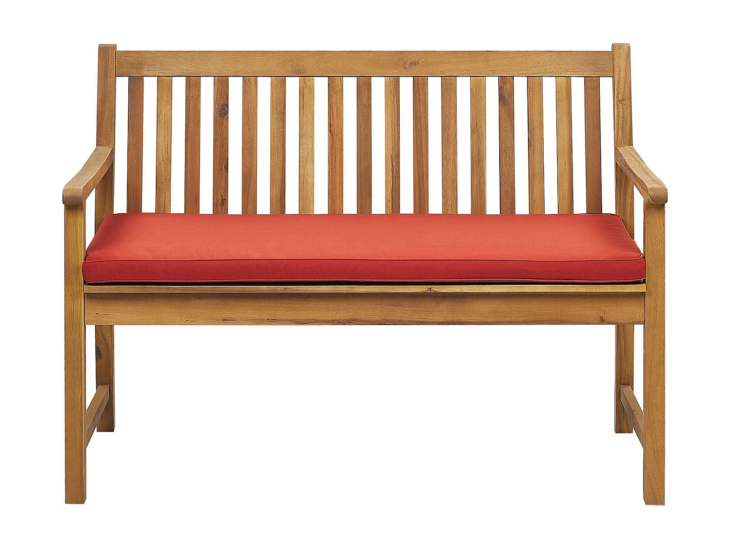 Banc avec coussin d'assise VIVARA 120 cm Bois d'acacia certifié Rouge foncé