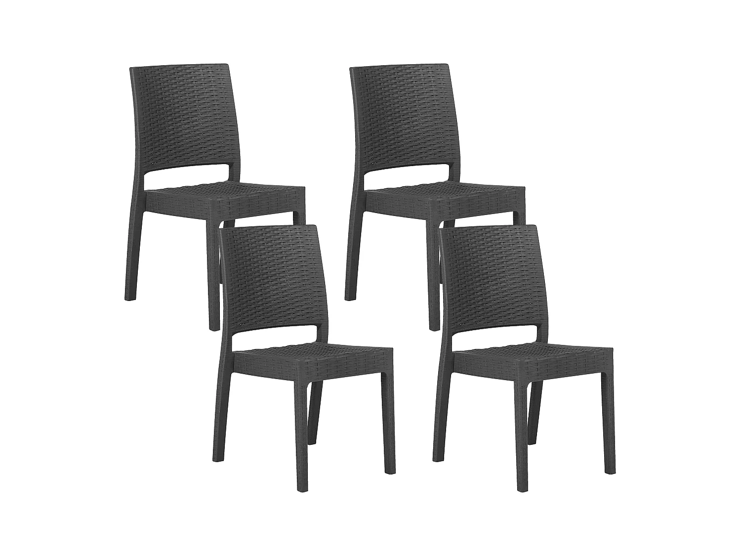 Lot de 4 chaises de jardin FOSSANO Matière synthétique Gris graphite