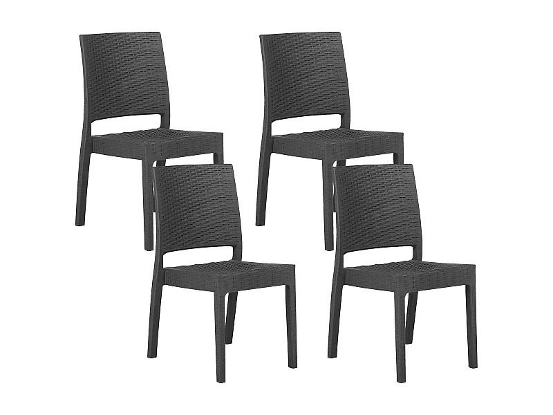 Lot de 4 chaises de jardin FOSSANO Matière synthétique Gris graphite