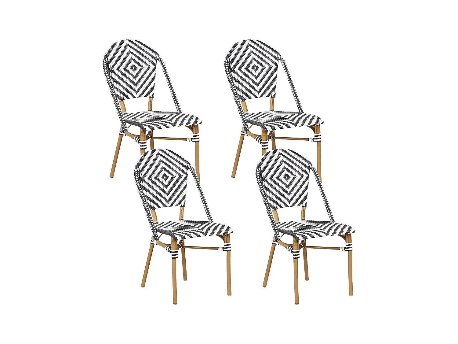 Lot de 4 chaises RIFREDDO Noir/blanc