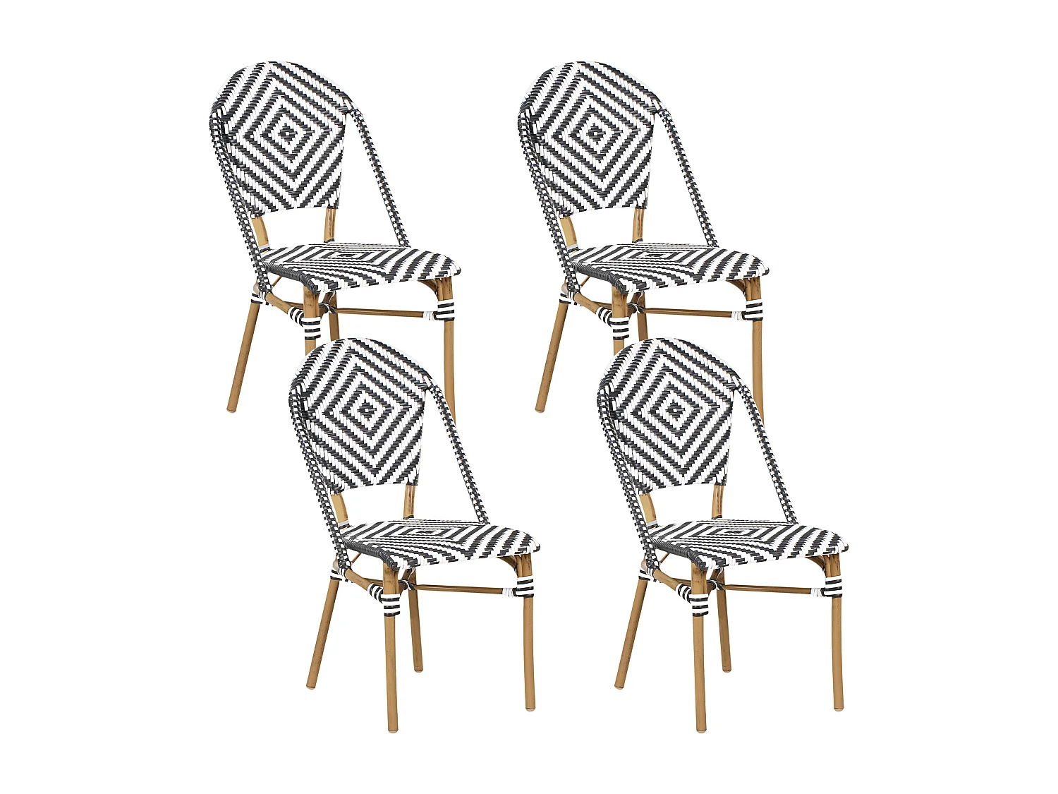 Lot de 4 chaises RIFREDDO Noir/blanc