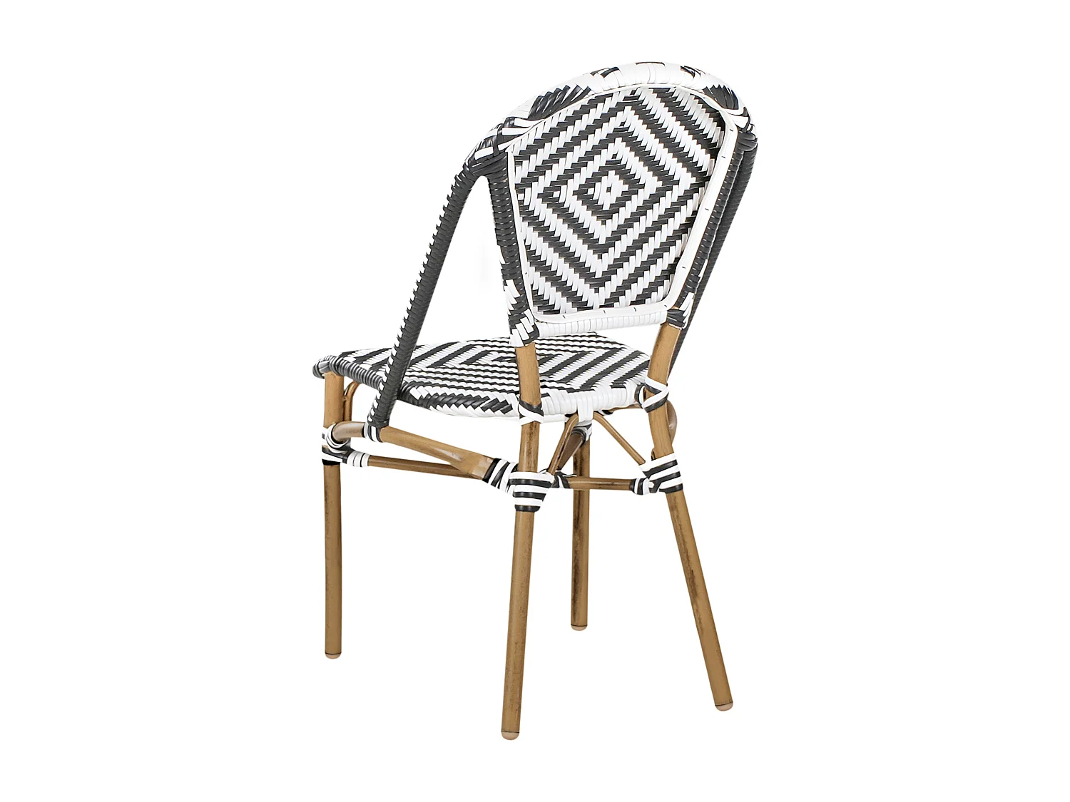 Set di 4 sedie in rattan sintetico bianco e nero RIFREDDO