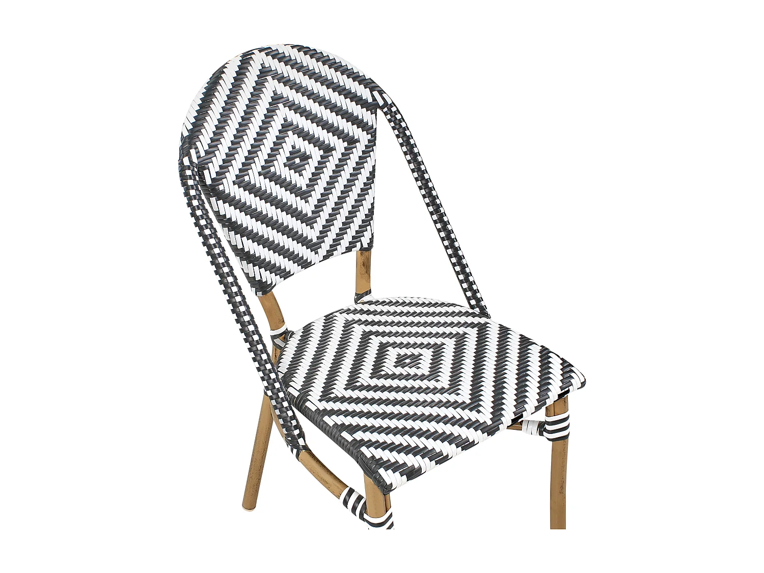 Set di 4 sedie in rattan sintetico bianco e nero RIFREDDO