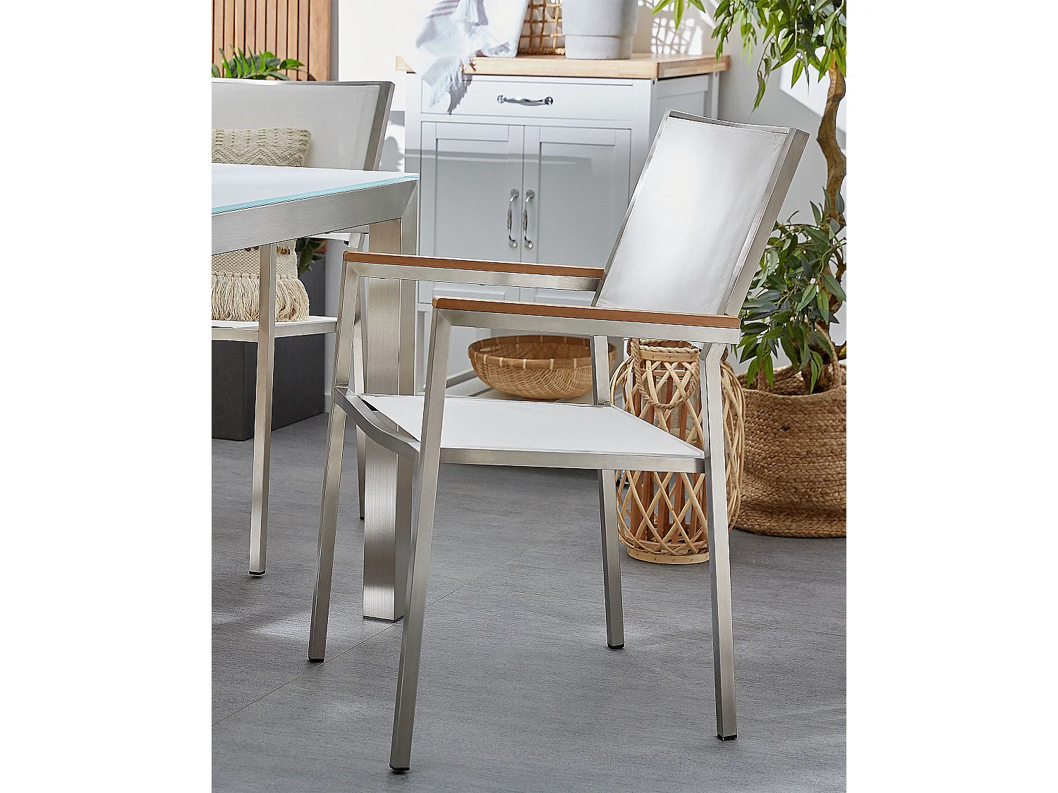 Conjunto de 6 sillas de jardín GROSSETO Acero inoxidable Blanco