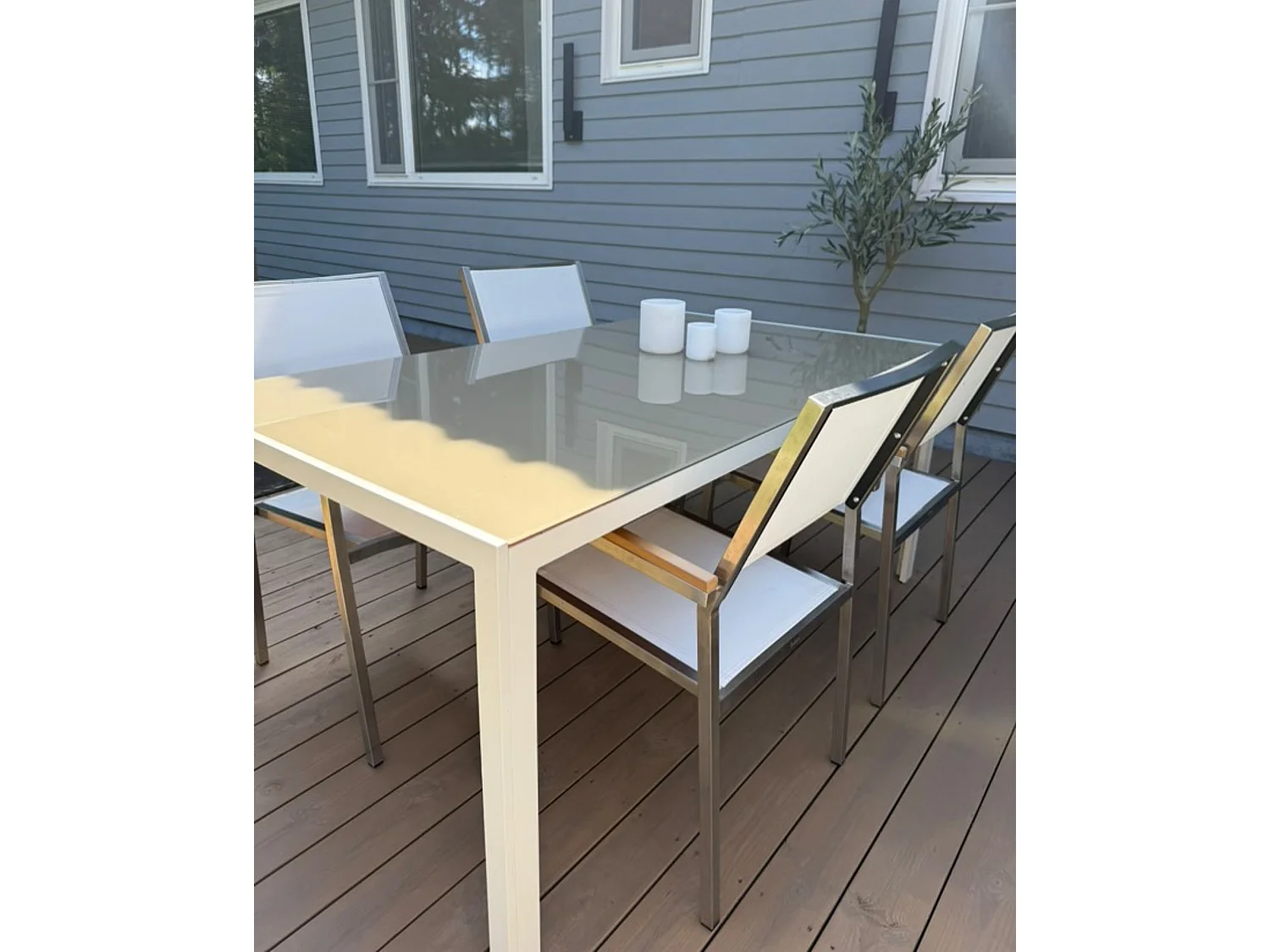 Lot de 6 chaises de jardin GROSSETO Acier inox Blanc