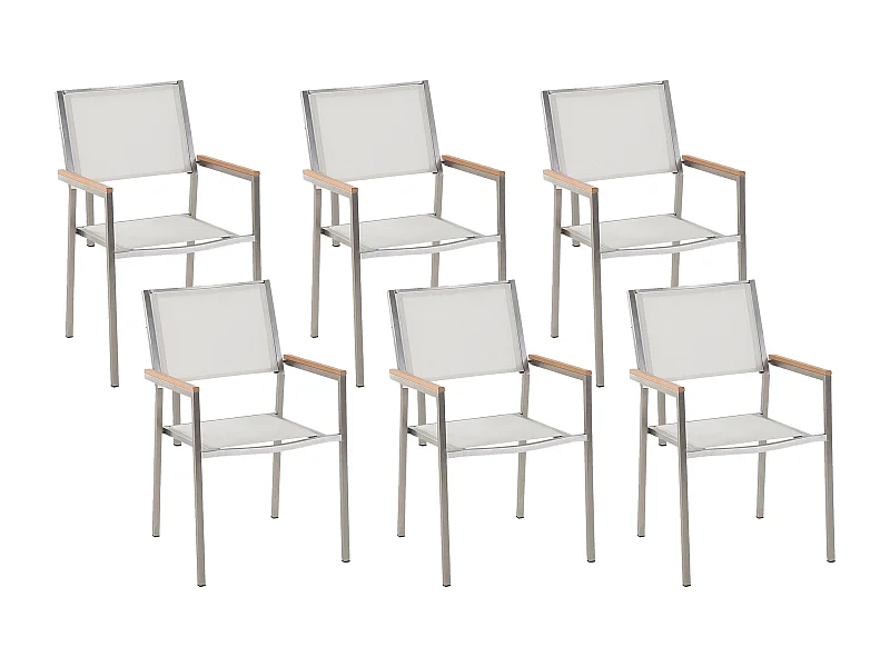 Set di 6 sedie da giardino GROSSETO Acciaio inox Bianco