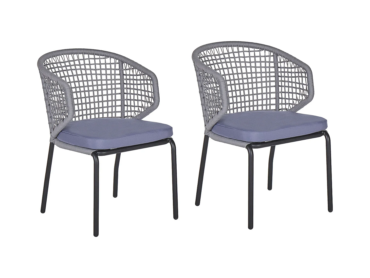 Lot de 2 chaises de jardin avec coussins PALMI Métal Gris