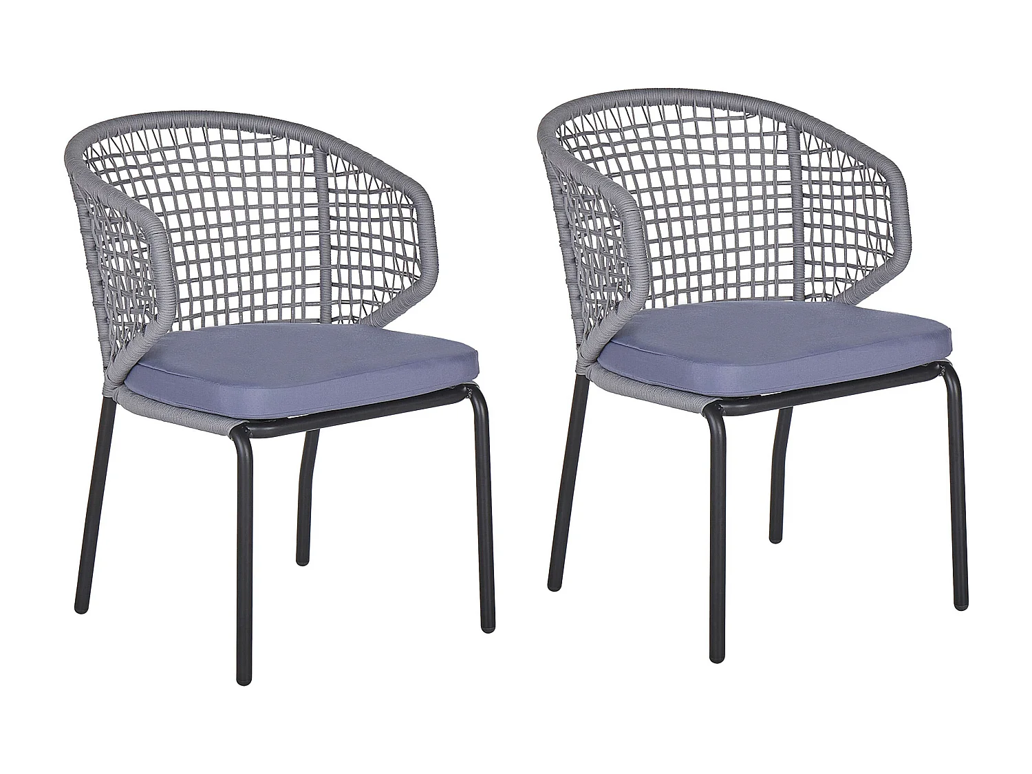 Lot de 2 chaises de jardin avec coussins PALMI Métal Gris