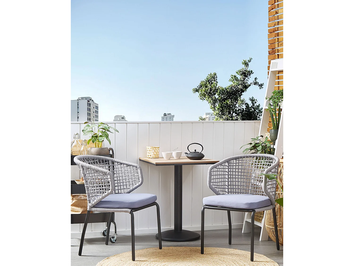 Lot de 2 chaises de jardin avec coussins PALMI Métal Gris
