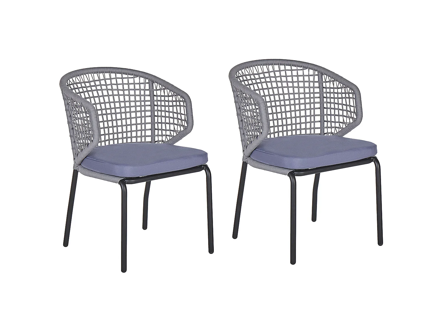Lot de 2 chaises de jardin avec coussins PALMI Métal Gris