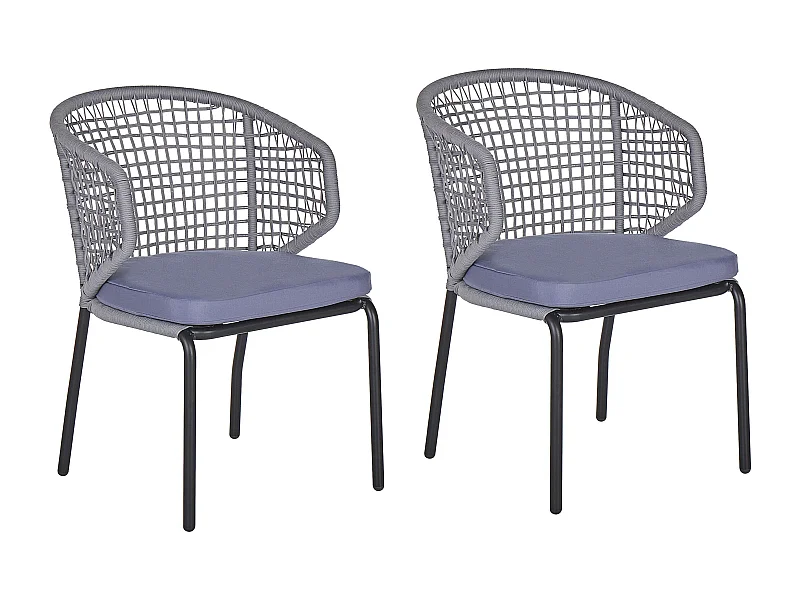 Conjunto de 2 sillas de jardín con cojines PALMI Metal Gris