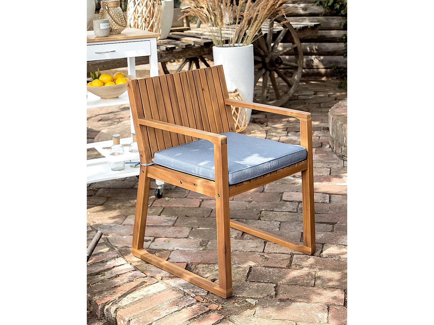 Set van 8 stoelen met zitkussen SASSARI Acaciahout Blauw