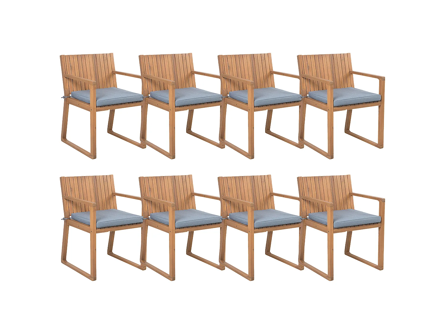 Set van 8 stoelen met zitkussen SASSARI Acaciahout Blauw