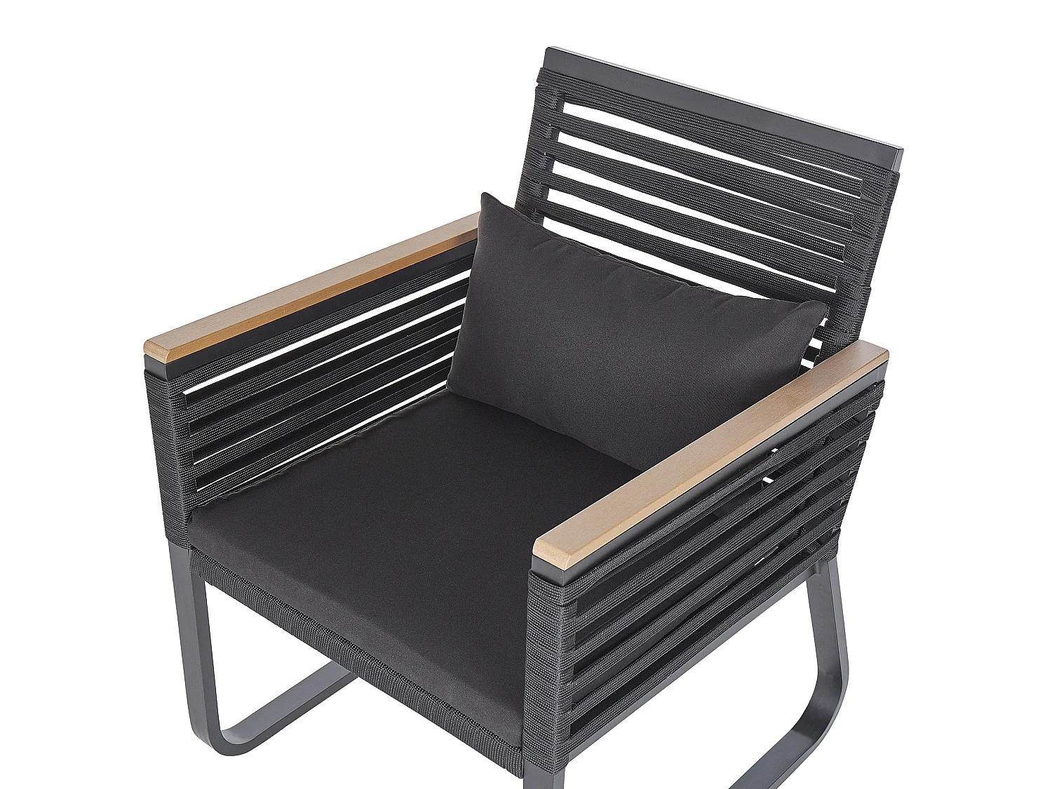 Lot de 2 chaises de jardin avec coussins CANETTO Métal Noir