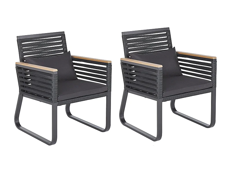 Set di 2 sedie da giardino con cuscini CANETTO Metallo Nero