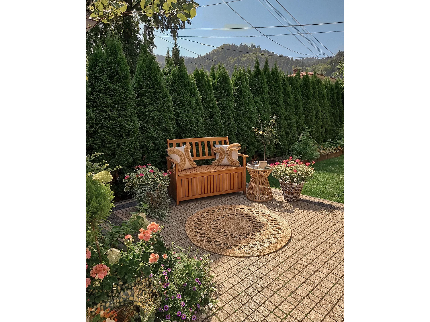 Banc de jardin SOVANA 120 cm avec rangement Acacia Marron