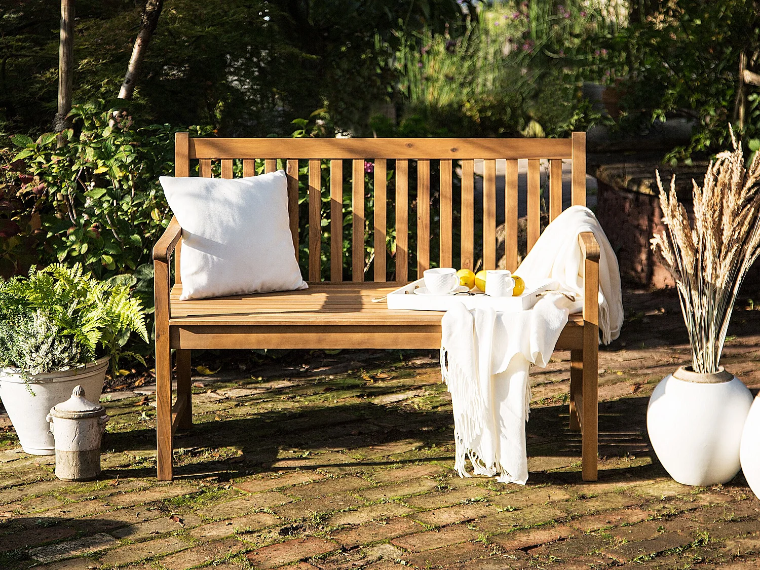 Panchina da giardino VIVARA 120 cm Legno di acacia certificato Marrone chiaro