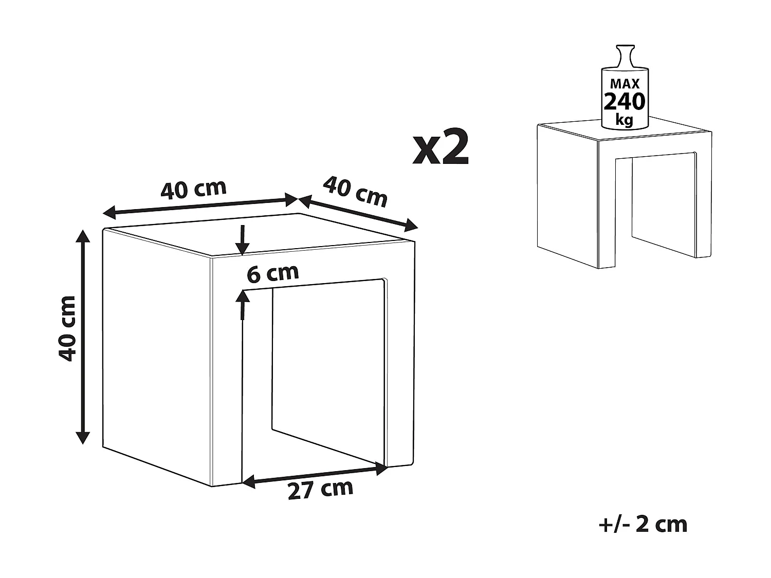 Set van 2 tuinstoelen TARANTO Beton Grijs