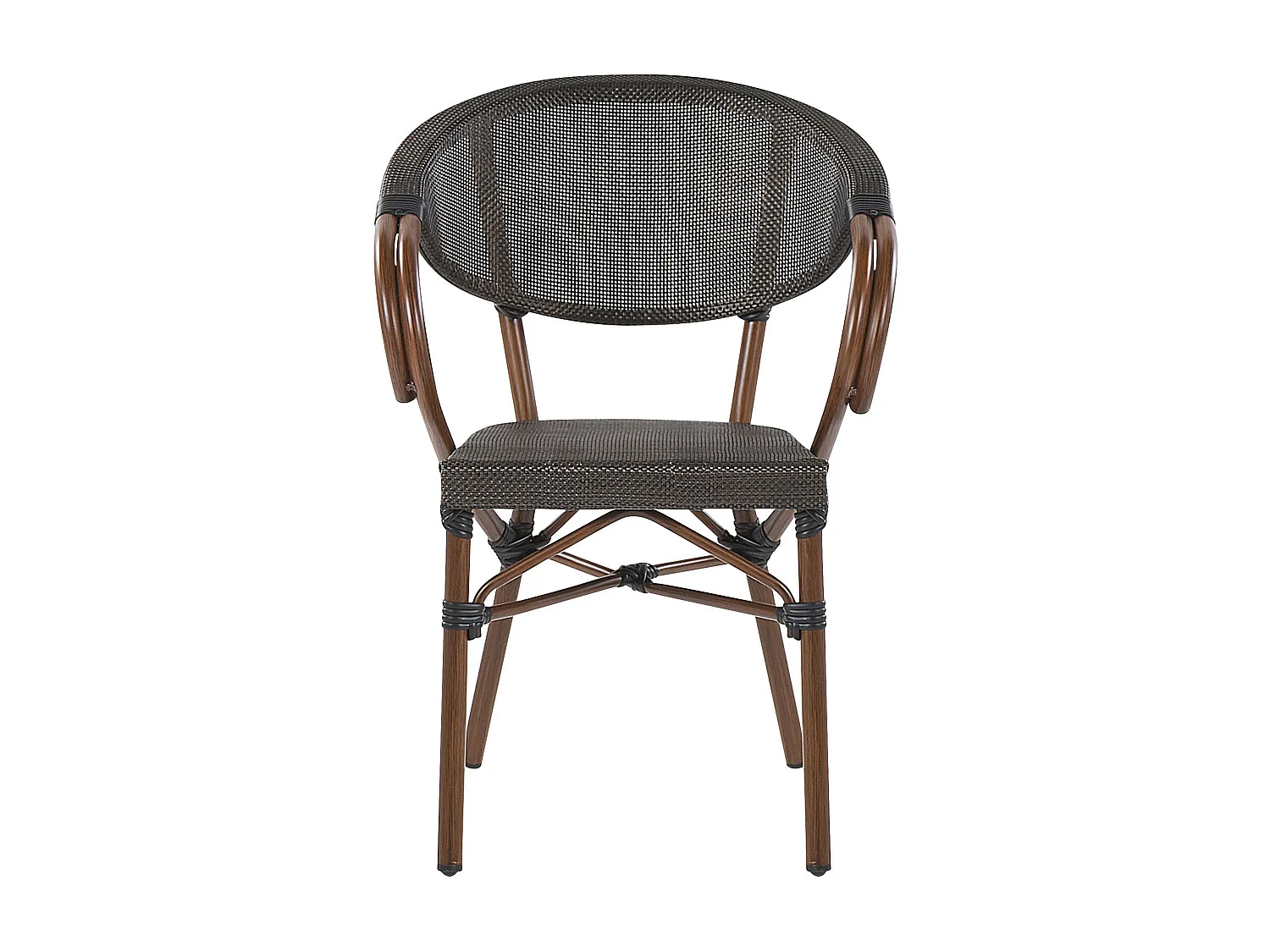 Moderne Gartenstühle 4er Set grau / dunkler Holzfarbton Aluminiumgestell Caspri