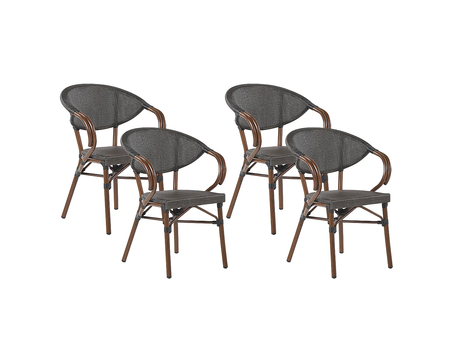 Lot de 4 chaises de jardin CASPRI Métal Gris
