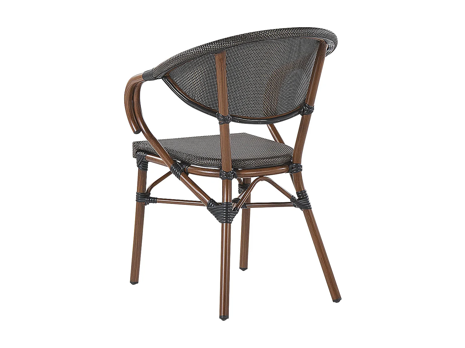 Moderne Gartenstühle 4er Set grau / dunkler Holzfarbton Aluminiumgestell Caspri