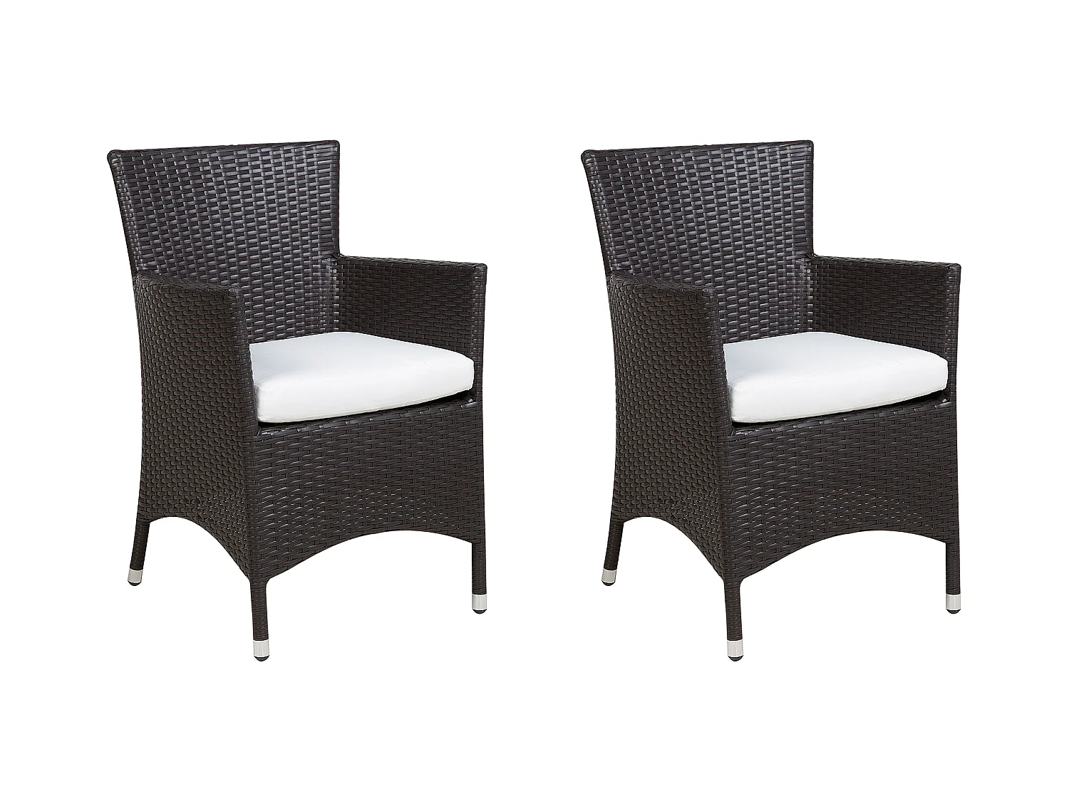 Lot de 2 chaises de jardin avec coussins ITALY Marron foncé